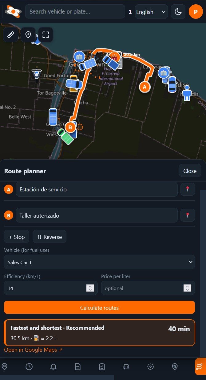 Mobile route planner